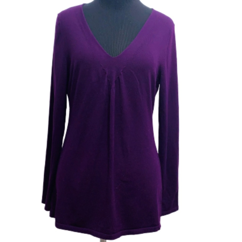 Talbots Petites Sweater V-Necks Purple